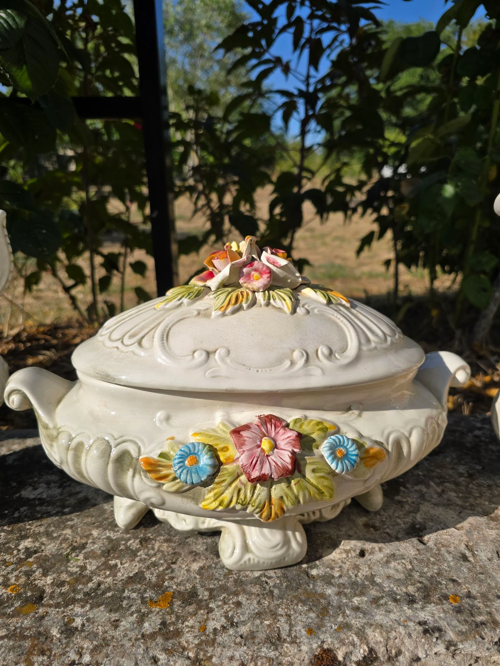 Conjunto de barbotina italiana vintage - tigela e jarros – photo 3